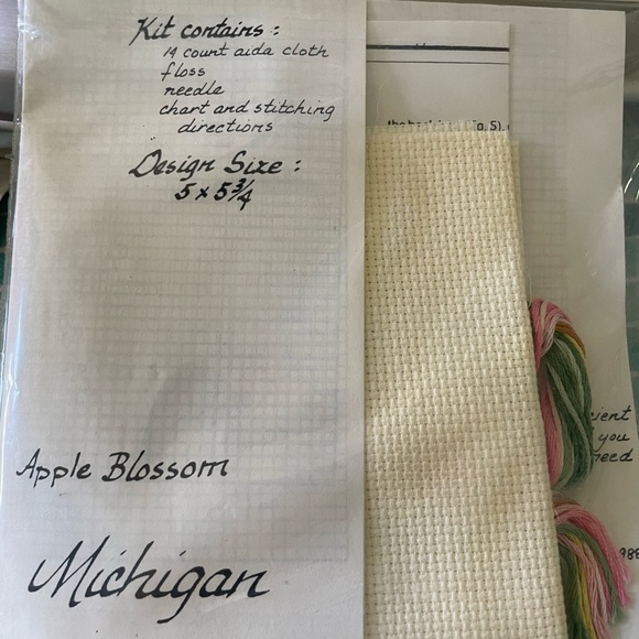 Counted cross stitch kit.  State of Michigan with apple blossom.  Never opened. - Picture 2 of 2